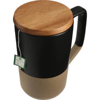 Tea & Coffee 16 oz Ceramic Mug with Wood Lid